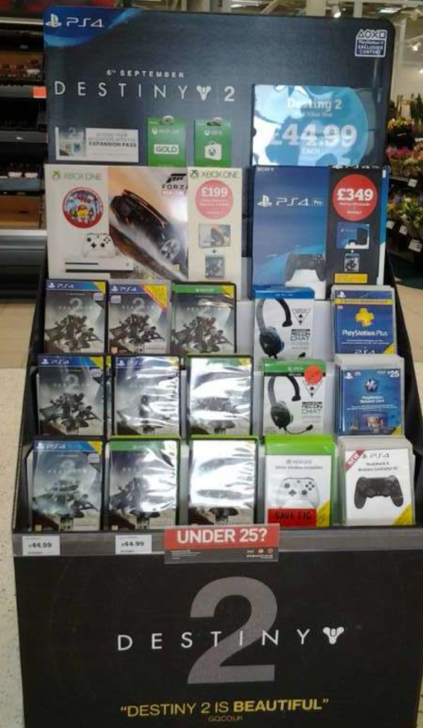 Launch week support and merchandising of Destiny 2 game POS